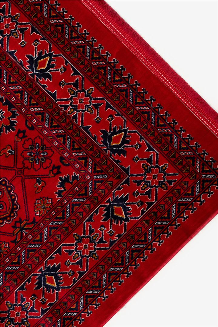 Buhara 06 Kırmızı Bohem Kaymaz Tabanlı Afgan Halısı
