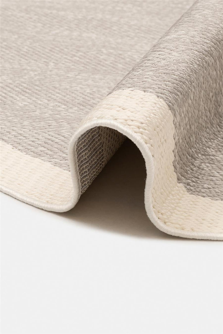Gri Balıksırtı Dokumalı Yuvarlak Sisal Halı