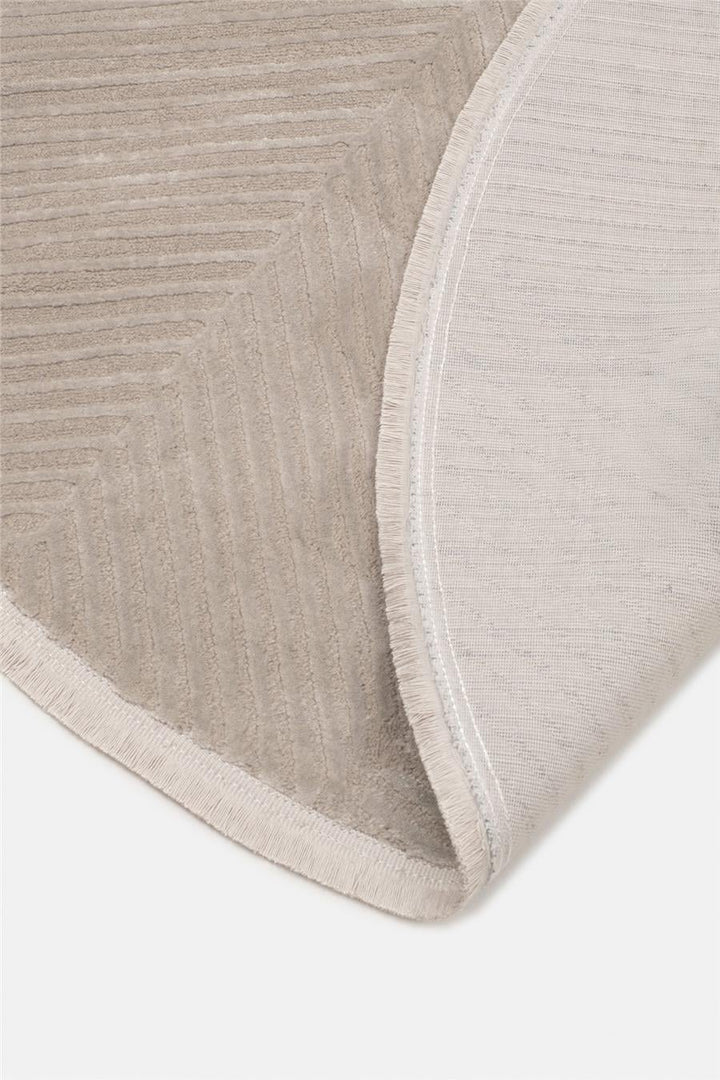 Gri Cashmira Geometrik Kabartma Desenli Modern Oval Halı