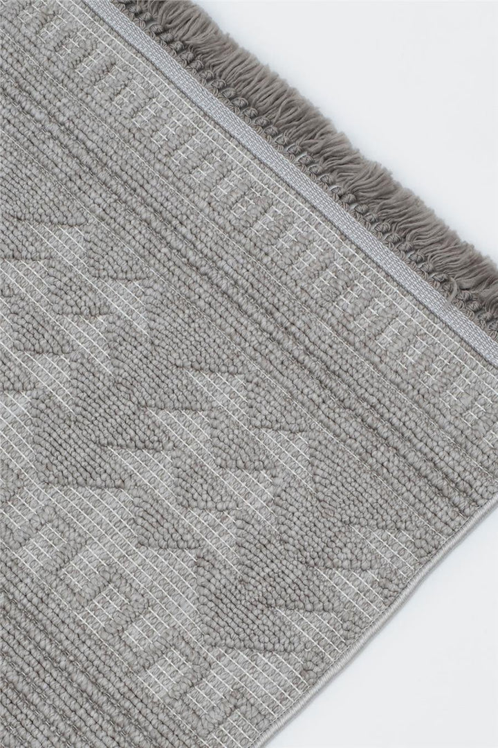 Gri Yumuşak Dokulu Kilim Desen İskandinav Halı