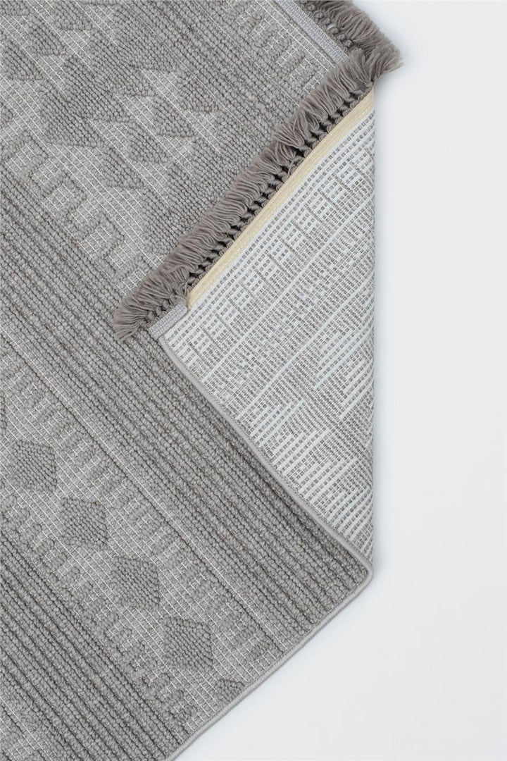 Gri Yumuşak Dokulu Kilim Desen İskandinav Halı