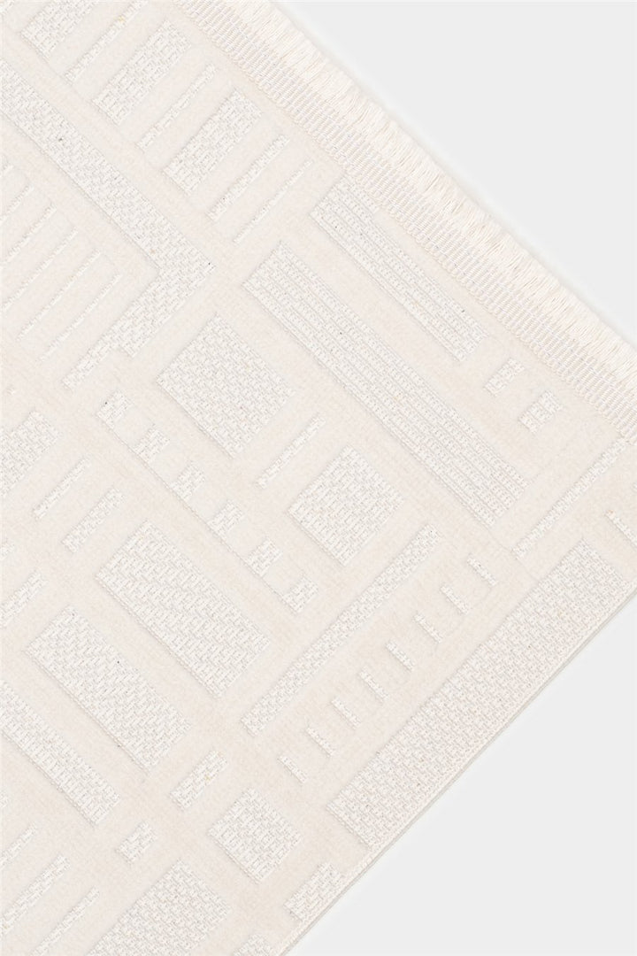 Krem Myra Geometrik Dokuma Desenli Modern Halı