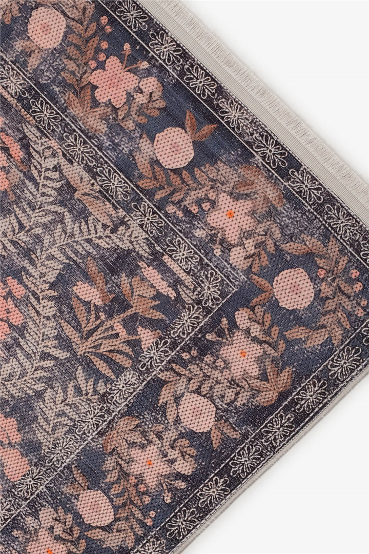 Lacivert Zamanın İzi Modern Vintage Sisal Halı