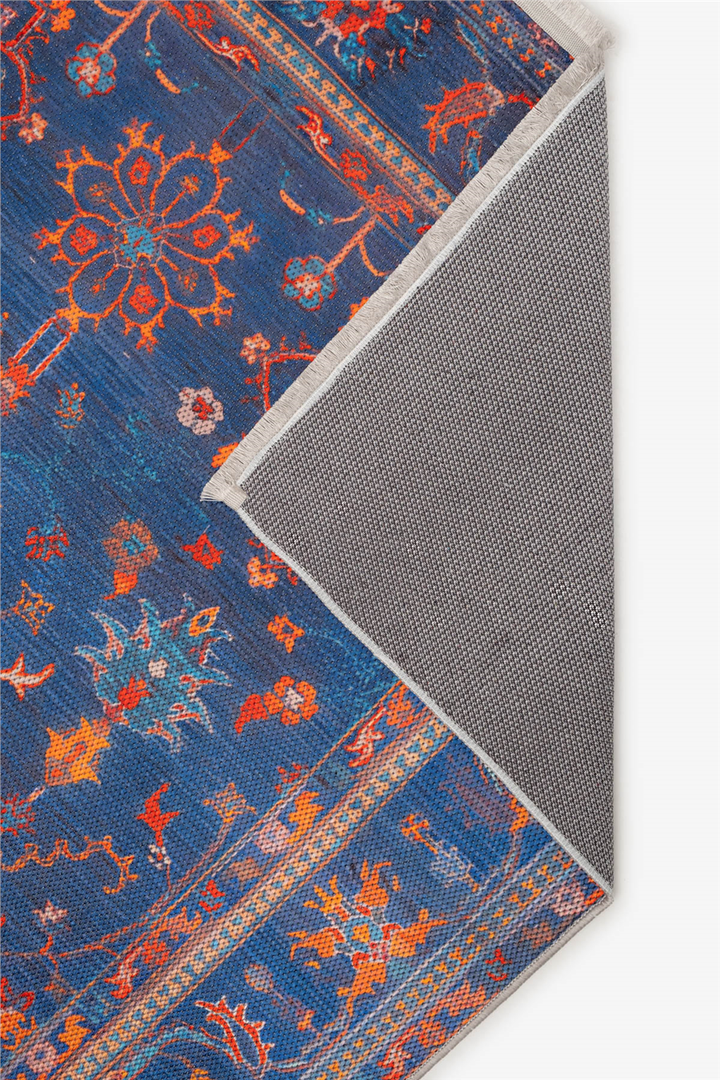 Lacivert Zamanın İzi Modern Vintage Sisal Halı