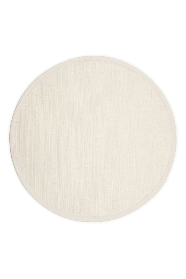 Ekru Bordürlü Antialerjik Yuvarlak Sisal Halı
