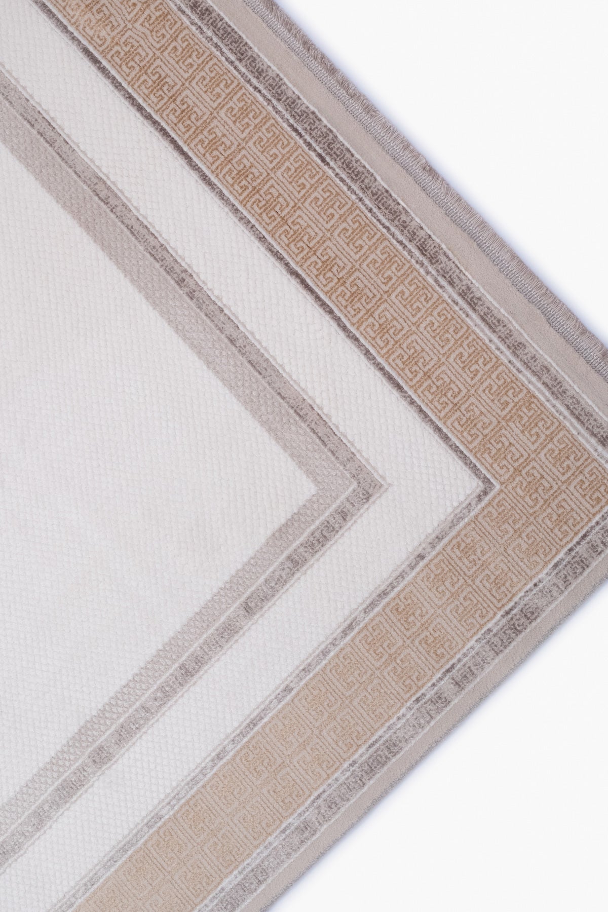 Krem Mirage Geometrik Bordür Desenli Akrilik Halı