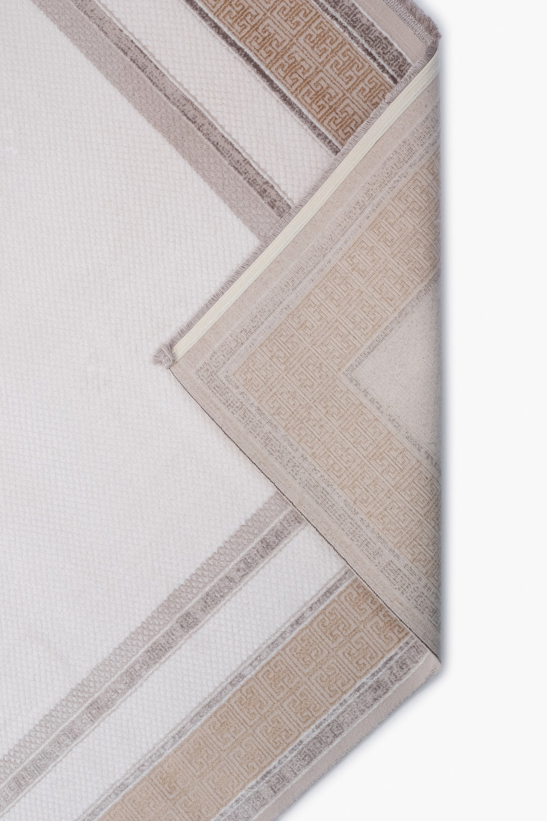 Krem Mirage Geometrik Bordür Desenli Akrilik Halı