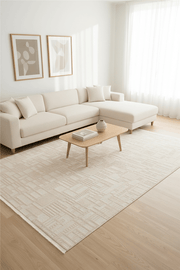 Açık Vizon Myra Geometrik Dokuma Desenli Modern Halı