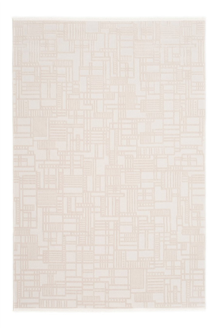 Açık Vizon Myra Geometrik Dokuma Desenli Modern Halı