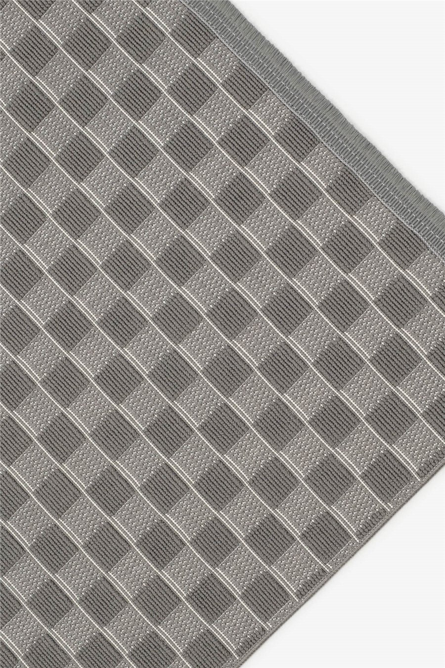 Antrasit Cemre Geometrik Desenli Kaymaz Tabanlı Modern Halı