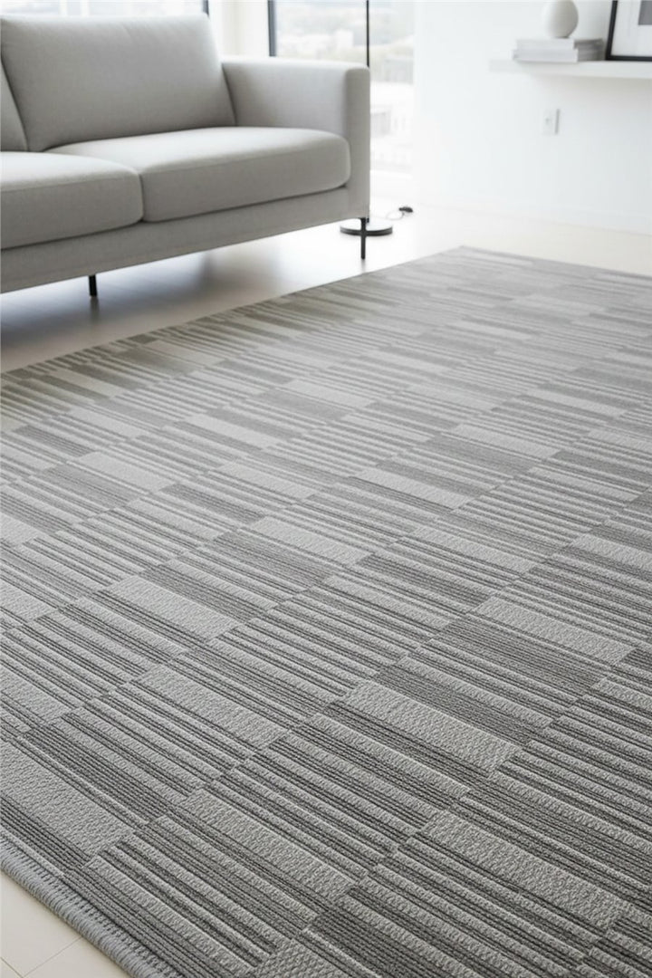 Antrasit Loop Geometrik Desenli Modern Halı