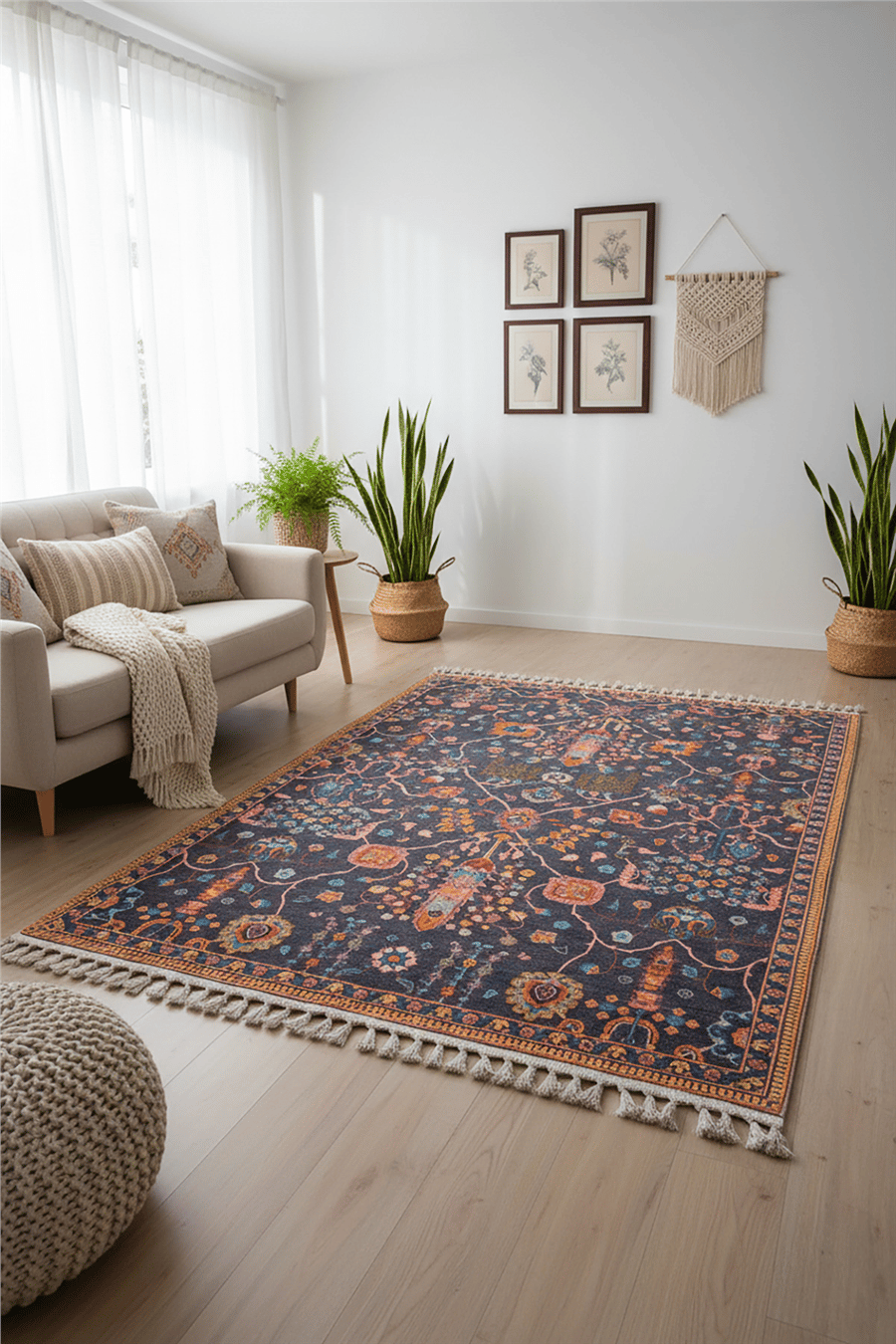 Antrasit Mavi Zamanın İzi Modern Vintage Koleksiyon Halı