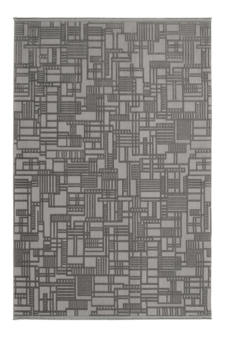 Antrasit Myra Geometrik Dokuma Desenli Modern Halı