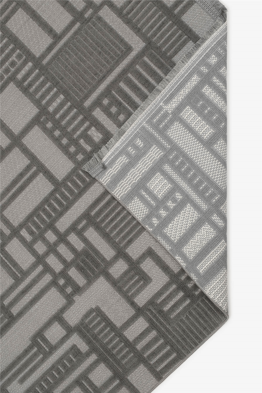 Antrasit Myra Geometrik Dokuma Desenli Modern Halı