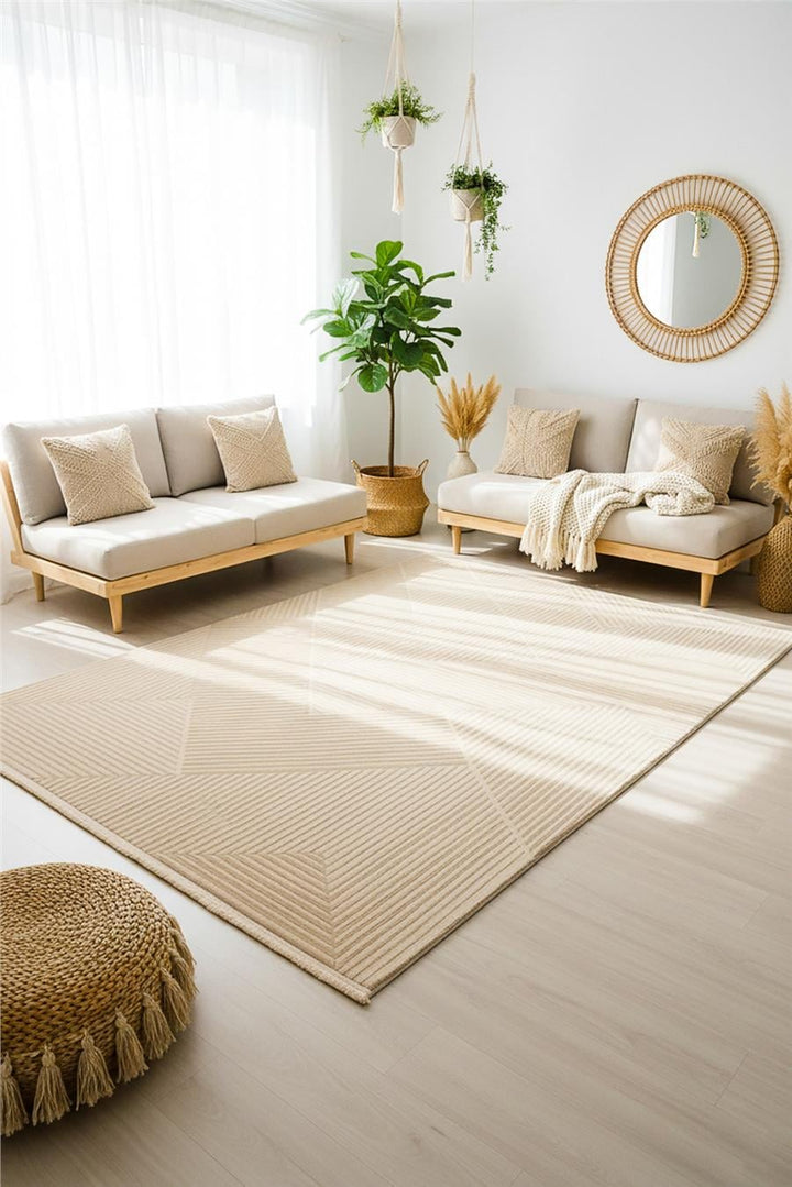 Cashmira Vizon Geometrik Desenli Kabartma Modern Halı