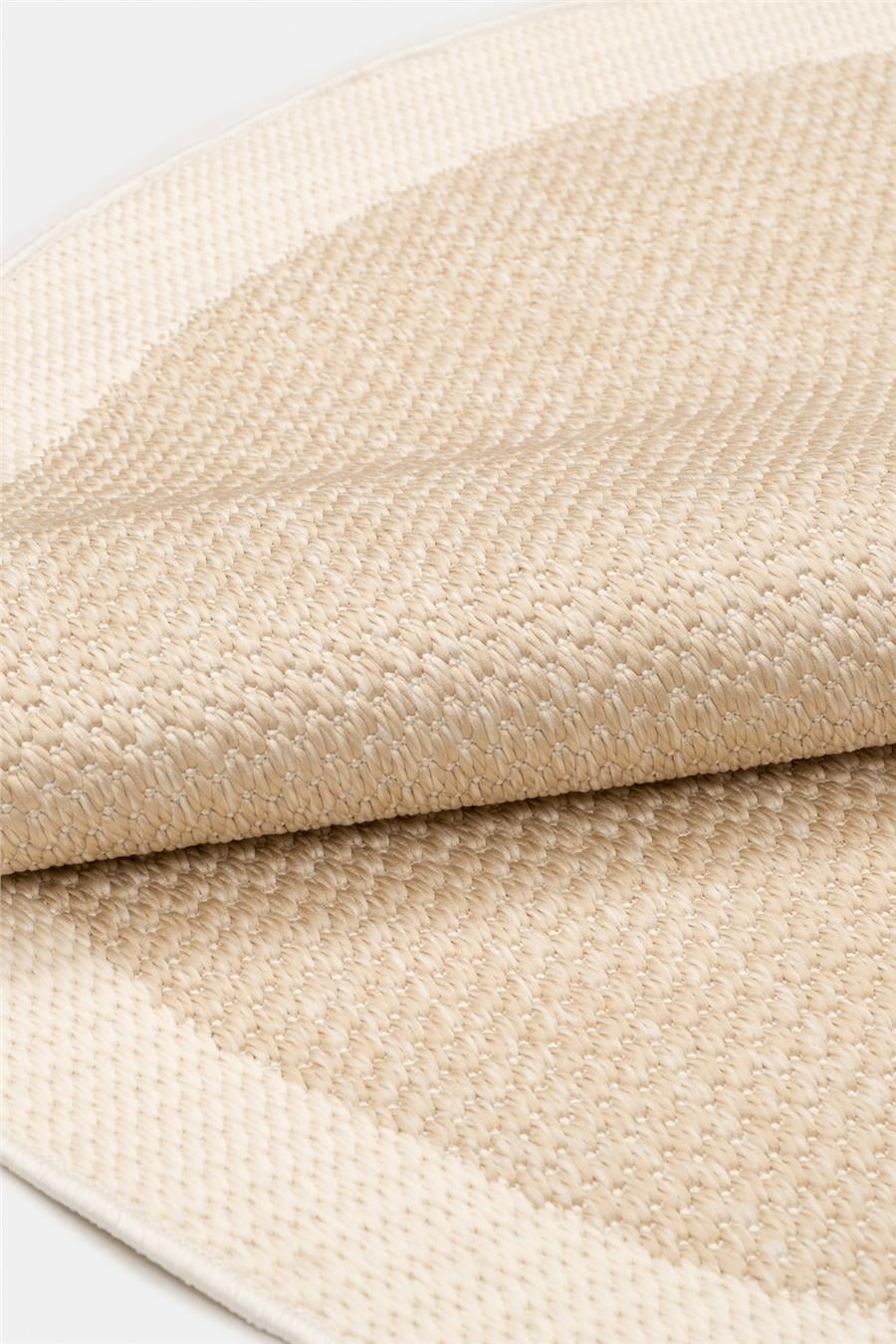 Bej Dokulu Yuvarlak Sisal Halı