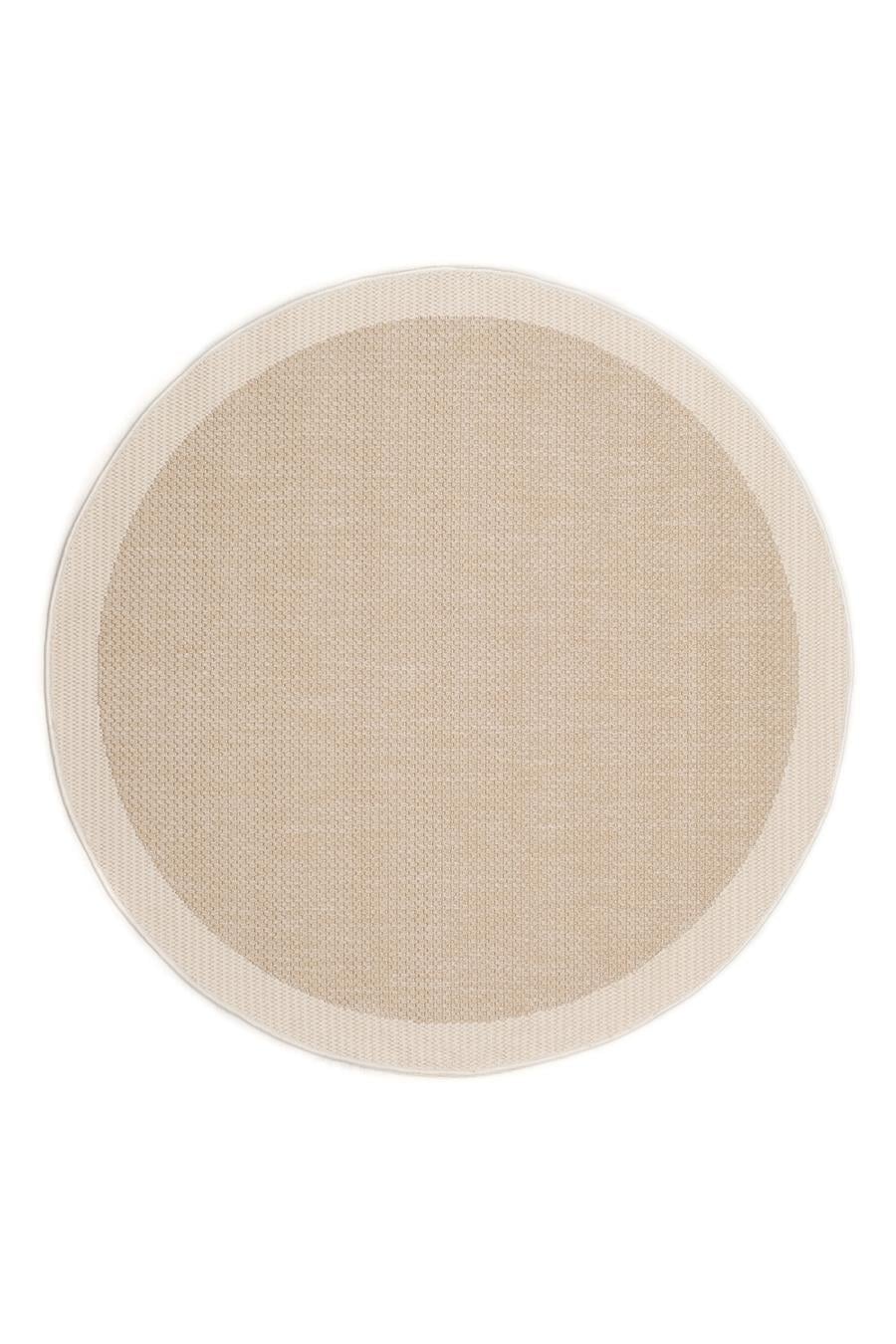 Bej Dokulu Yuvarlak Sisal Halı