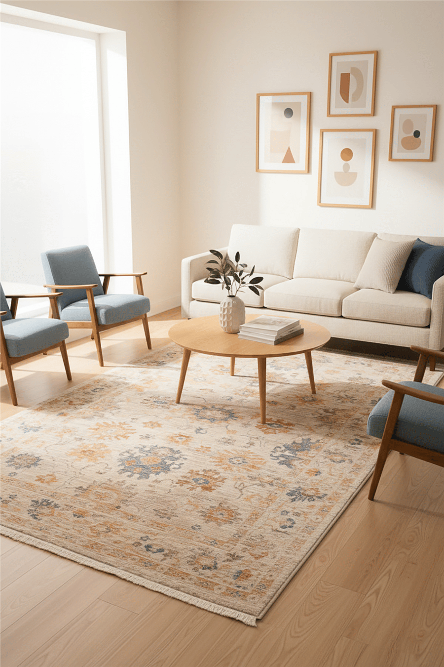 Bej İndiana Bloom Vintage Halı