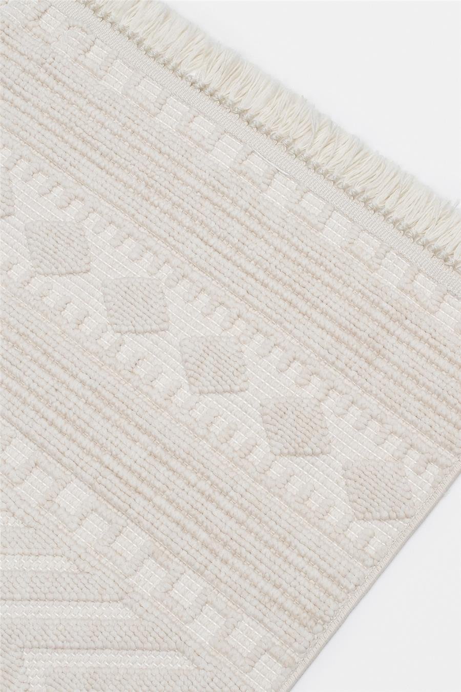 Bej Yumuşak Dokulu Kilim Desen İskandinav Halı