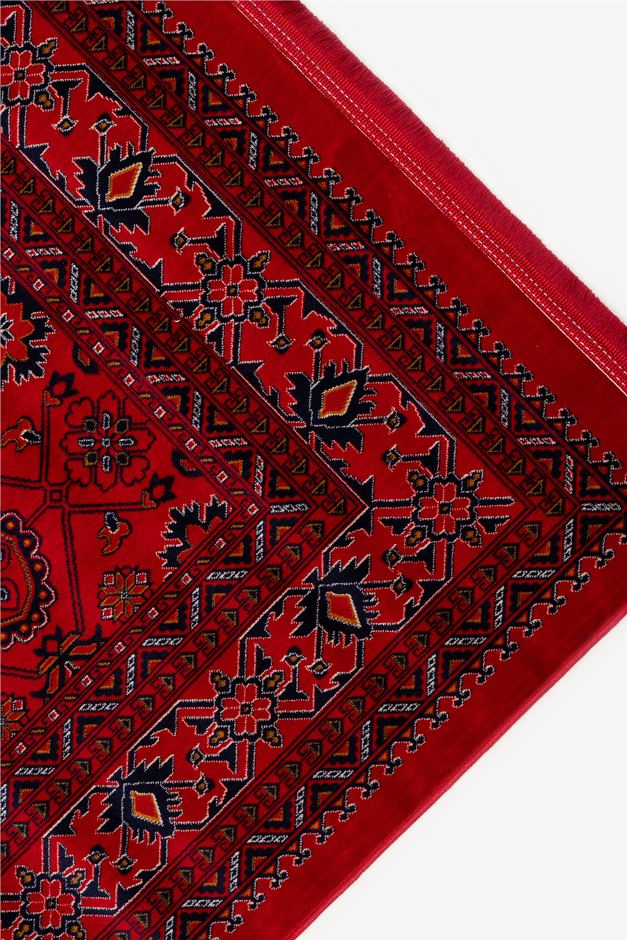 Buhara 06 Kırmızı Bohem Kaymaz Tabanlı Afgan Halısı