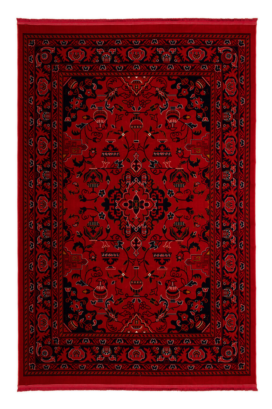 Buhara 08 Kırmızı Bohem Kaymaz Tabanlı Afgan Halısı