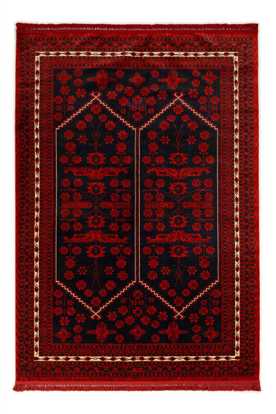 Buhara Bordo Bohem Kaymaz Tabanlı Afgan Halısı