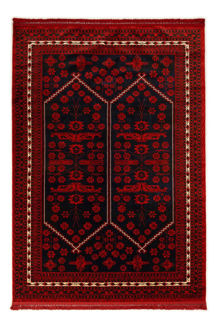 Buhara Bordo Bohem Kaymaz Tabanlı Afgan Halısı