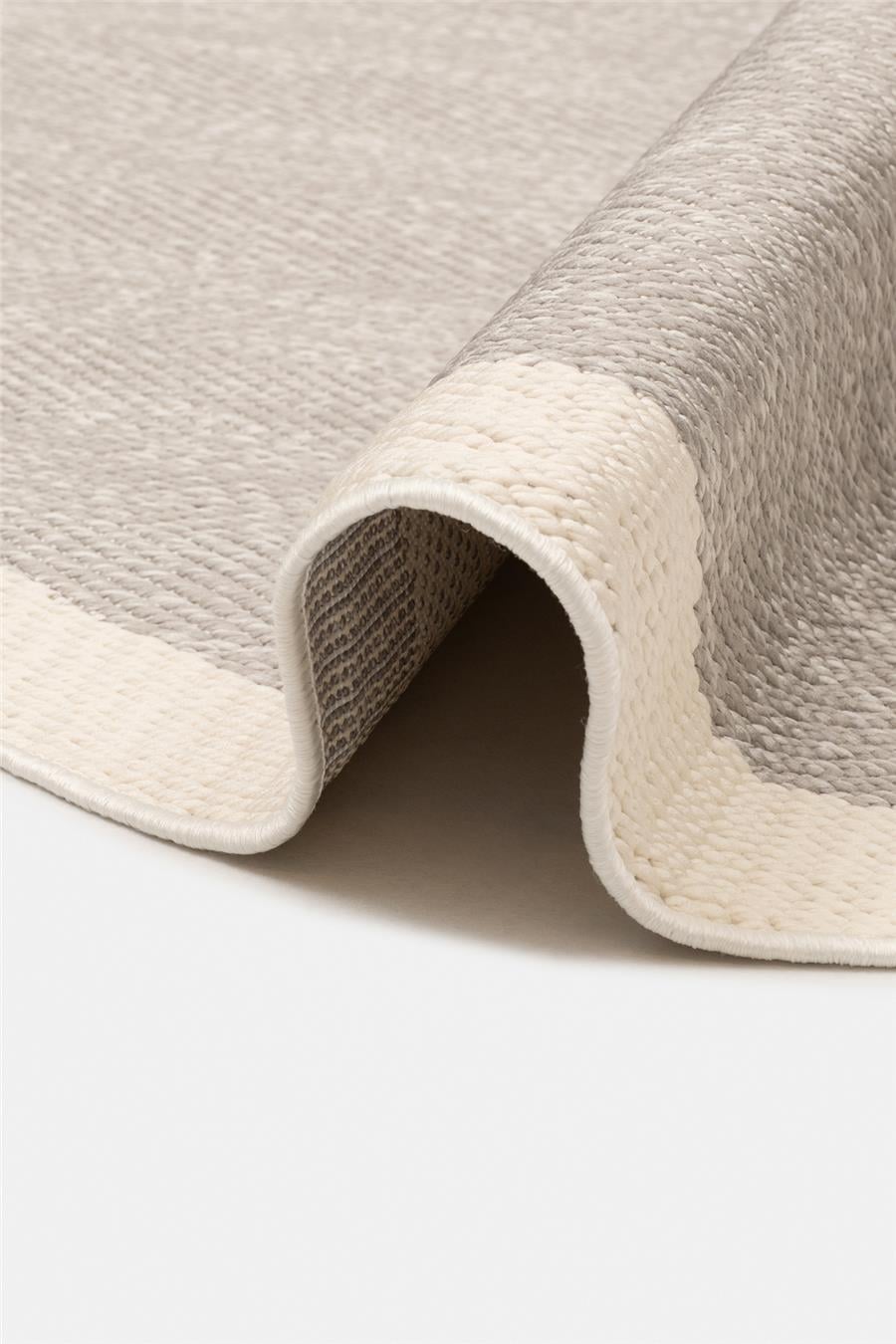 Gri Balıksırtı Dokumalı Yuvarlak Sisal Halı