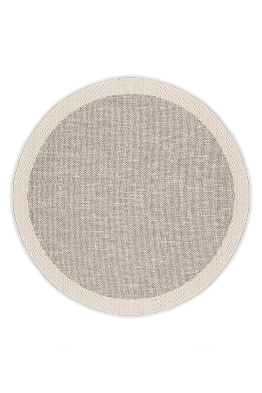Gri Balıksırtı Dokumalı Yuvarlak Sisal Halı