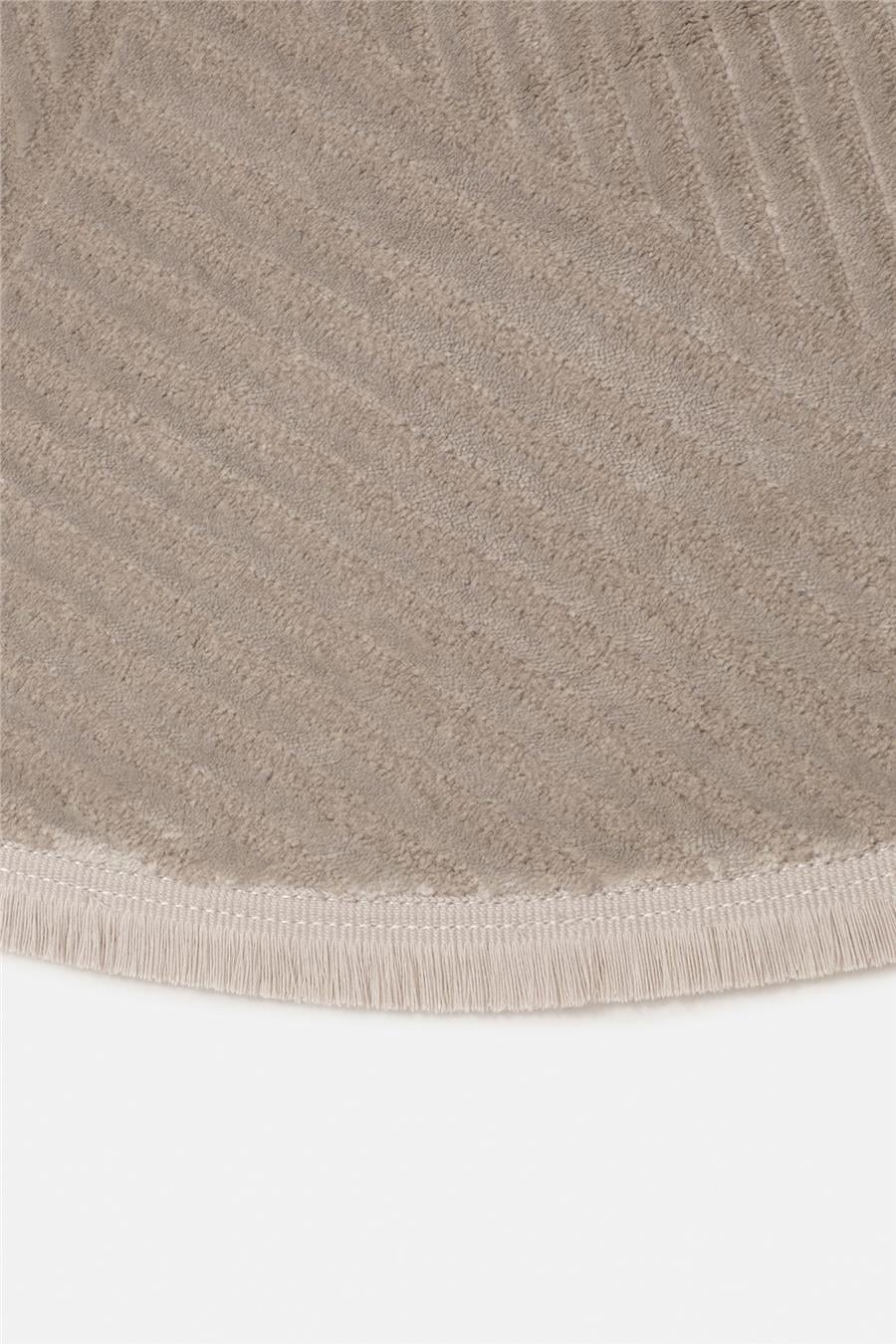 Gri Cashmira Geometrik Kabartma Desenli Modern Oval Halı