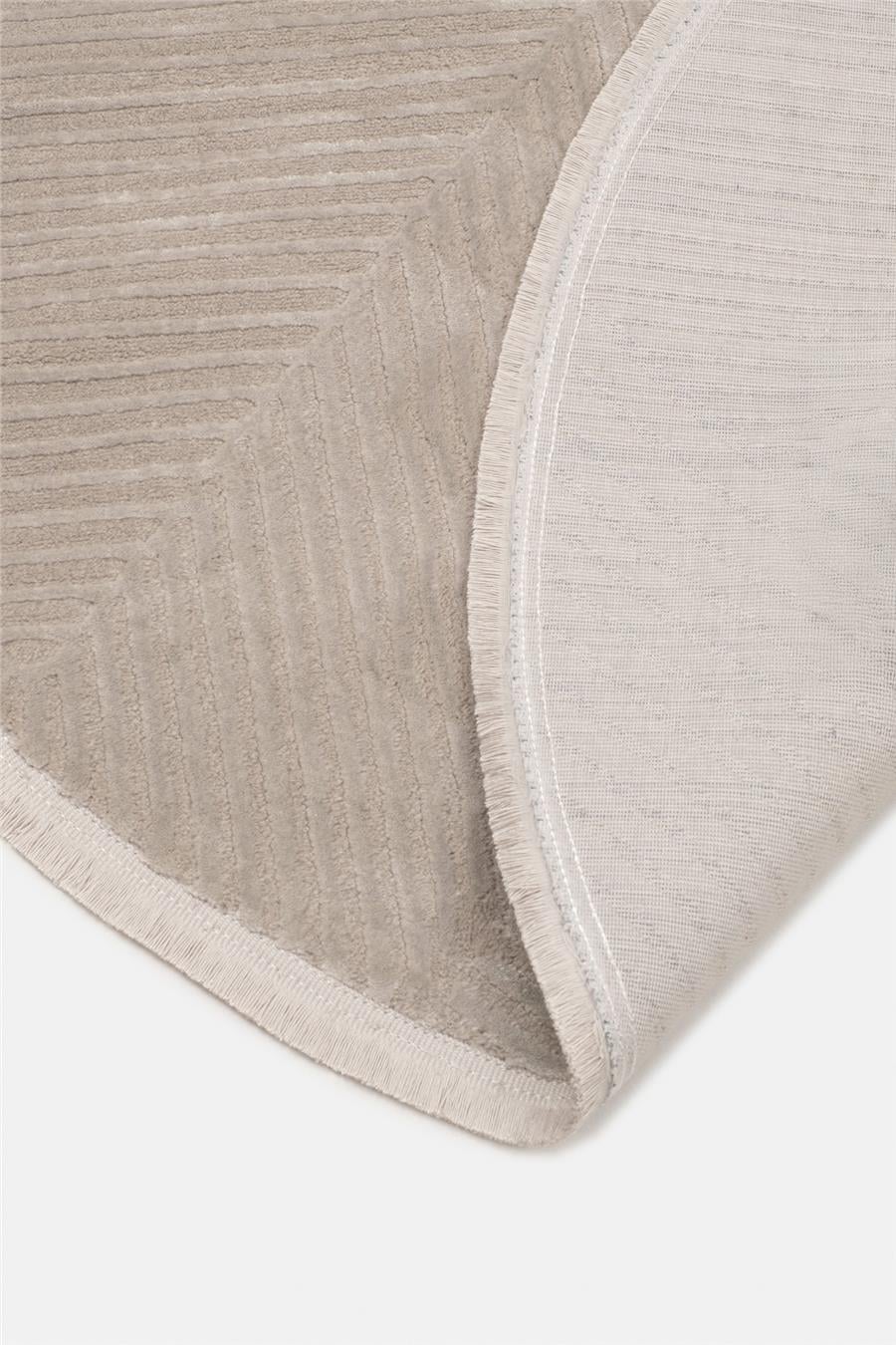 Gri Cashmira Geometrik Kabartma Desenli Modern Oval Halı
