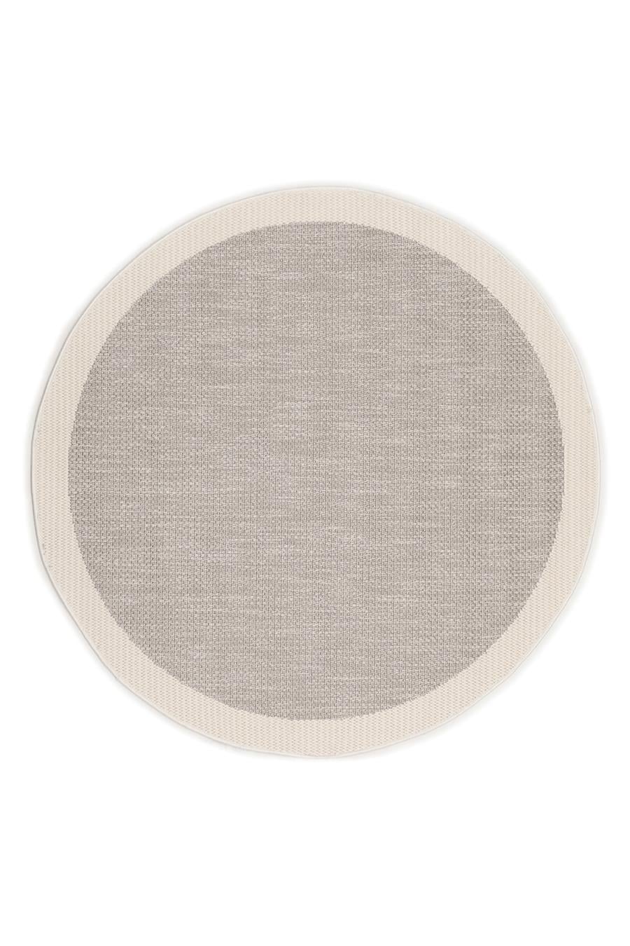 Gri Dokulu Yuvarlak Sisal Halı