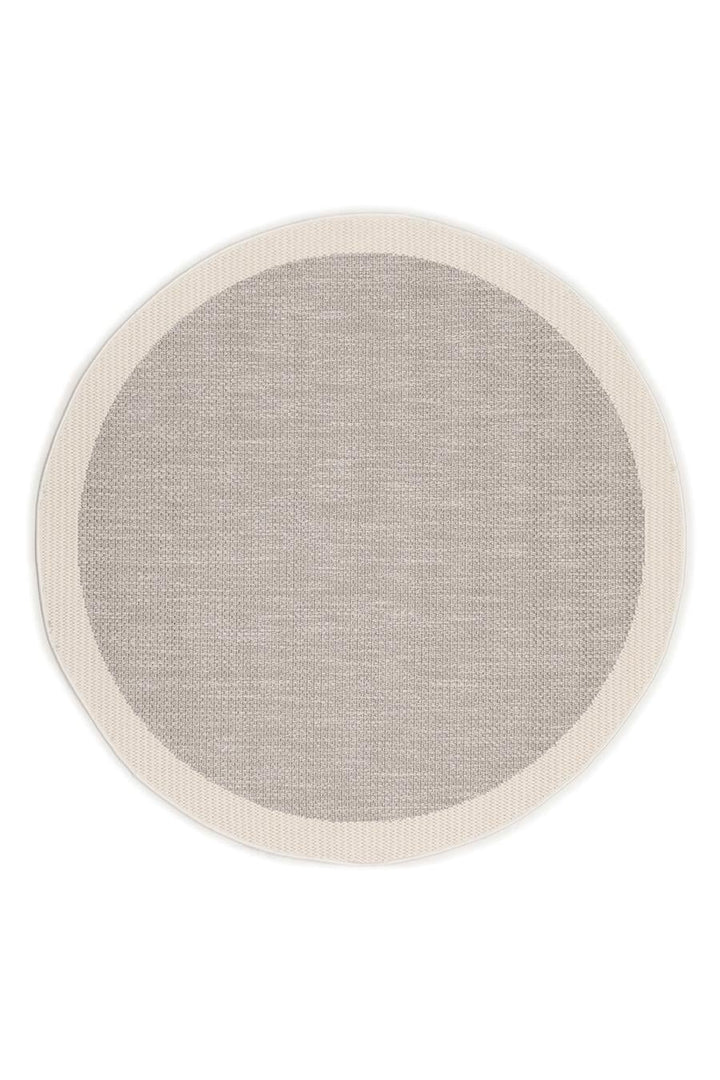 Gri Dokulu Yuvarlak Sisal Halı