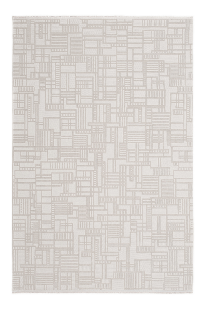 Gri Myra Geometrik Dokuma Desenli Modern Halı