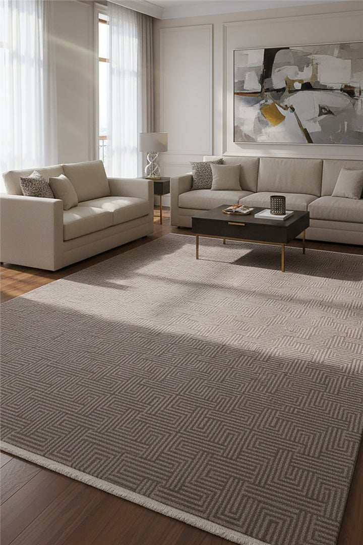 Gri Vellora Axis Geometrik Desen Akrilik Halı