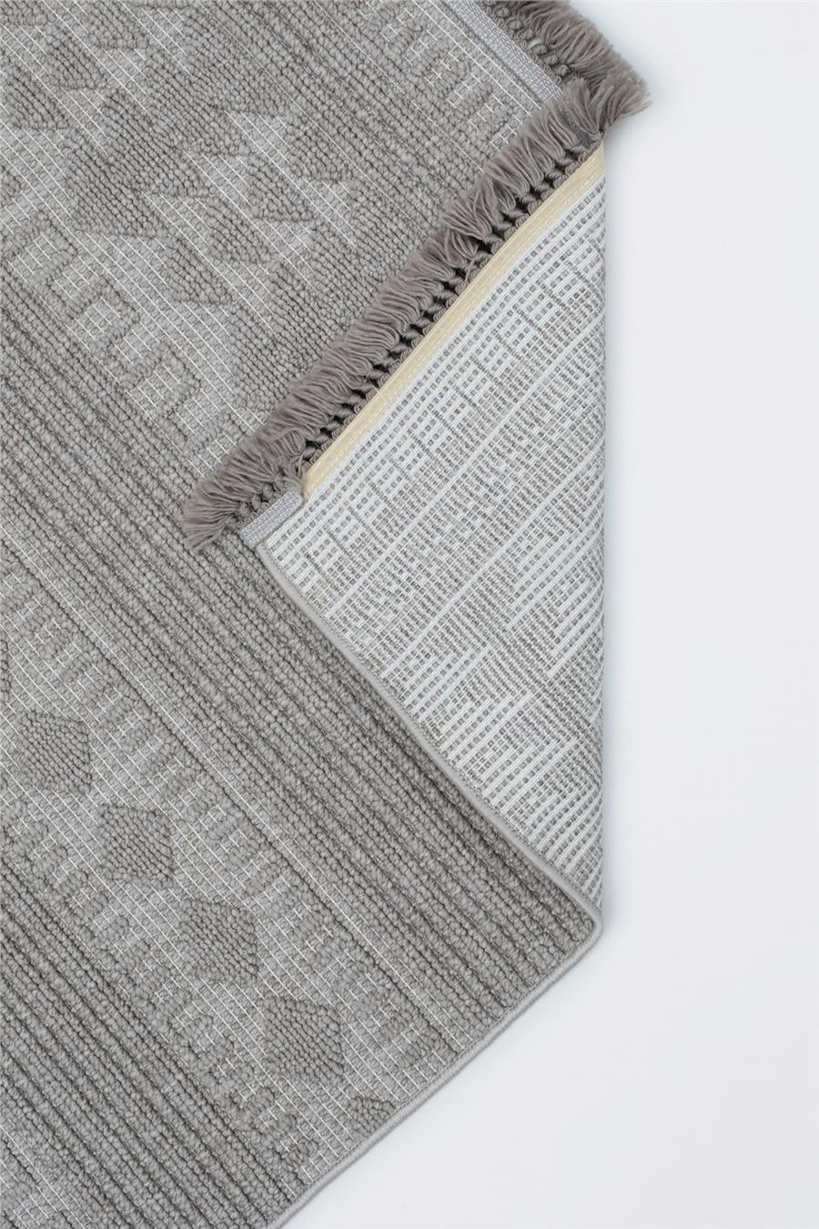 Gri Yumuşak Dokulu Kilim Desen İskandinav Halı
