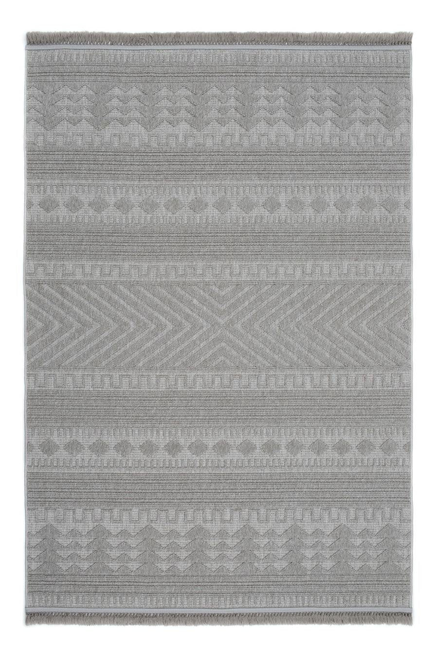 Gri Yumuşak Dokulu Kilim Desen İskandinav Halı