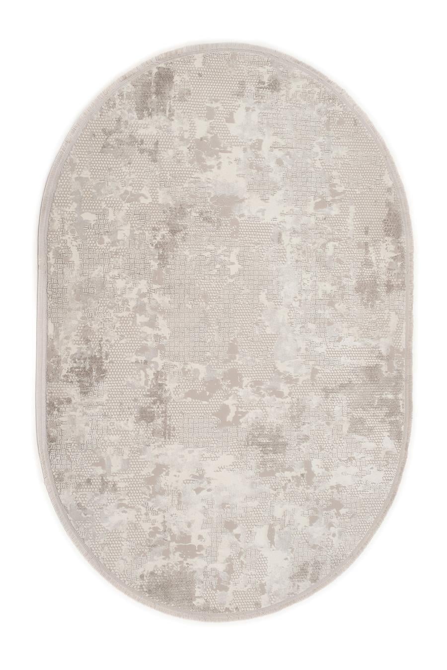 Gri Yumuşak Dokulu Oval Cashmira Halı