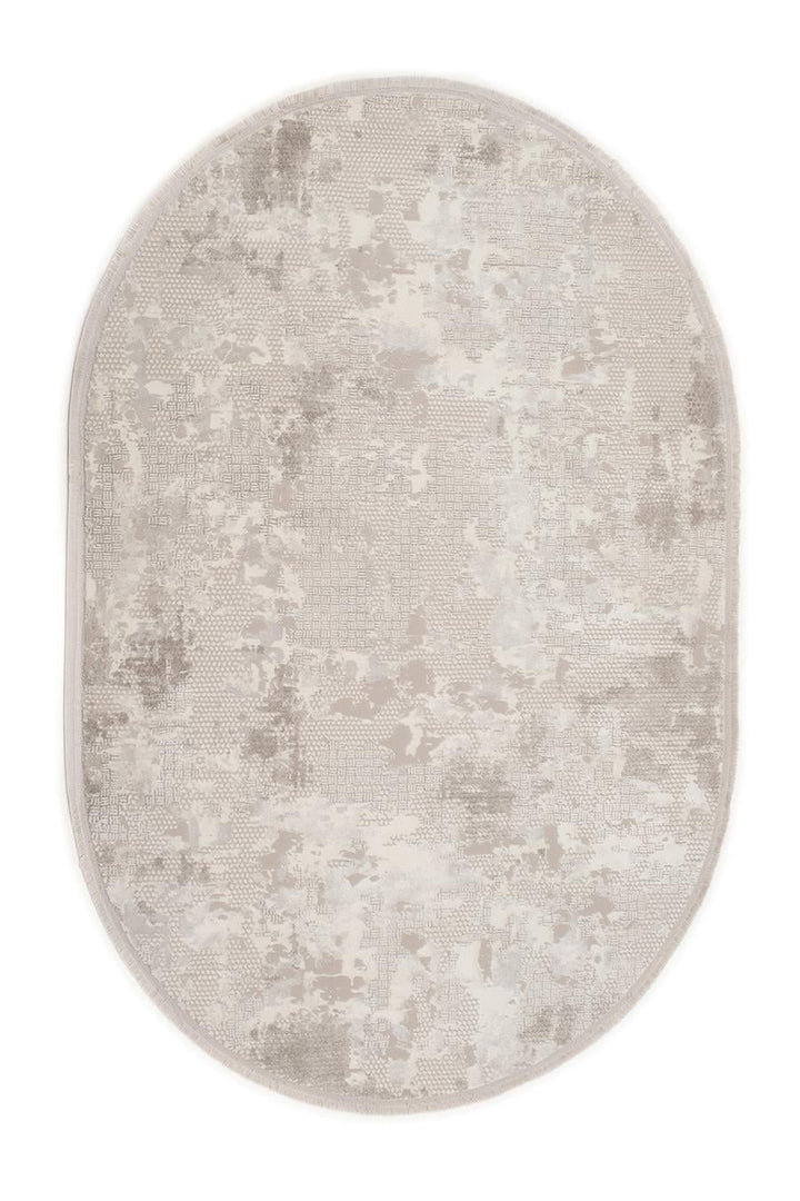 Gri Yumuşak Dokulu Oval Cashmira Halı