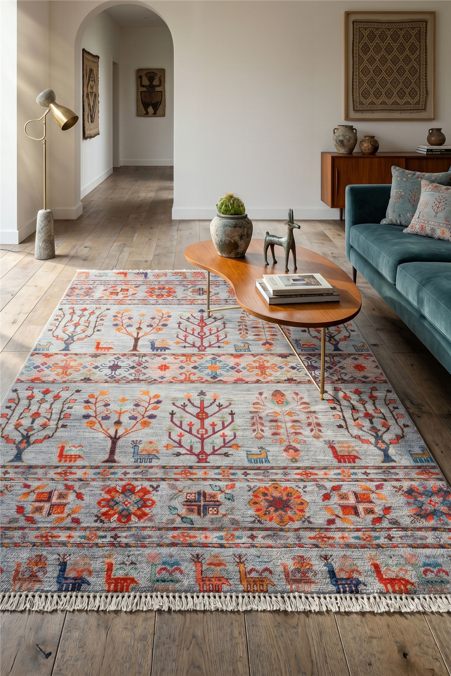 Gri Zamanın İzi Modern Vintage Sisal Halı