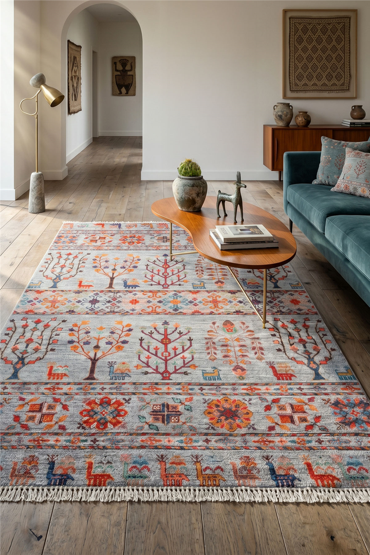 Gri Zamanın İzi Modern Vintage Sisal Halı