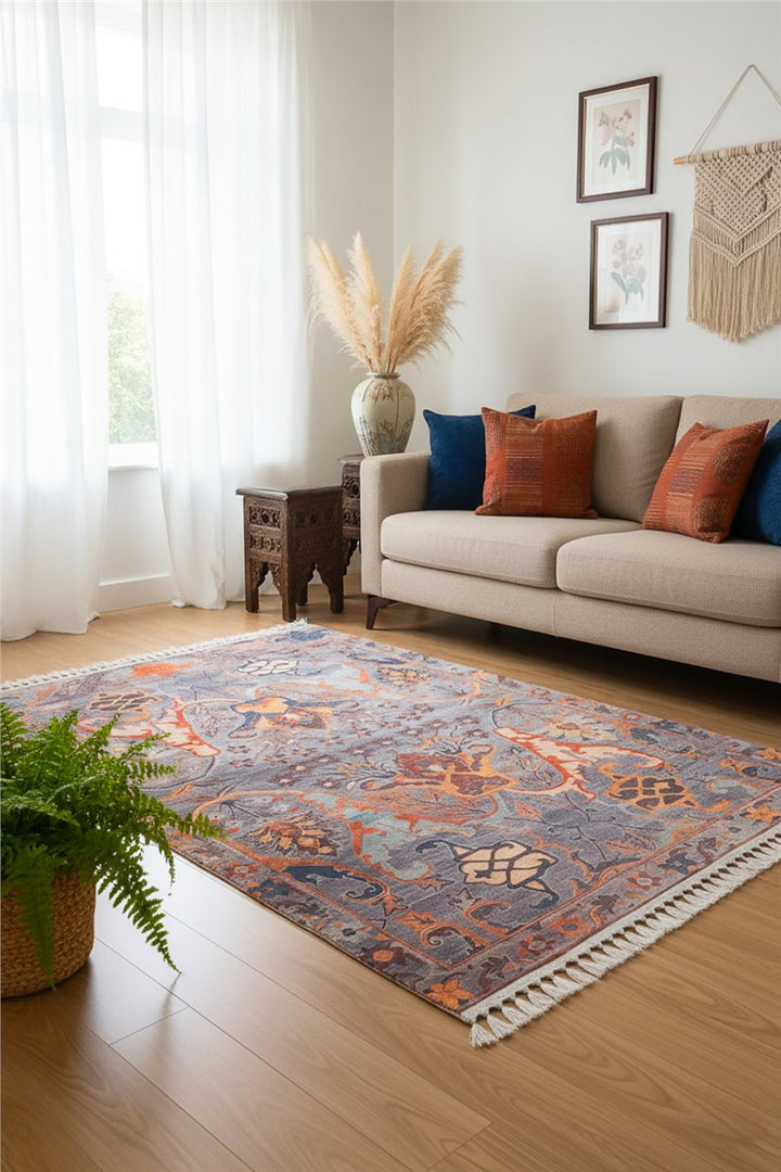 Koyu Gri Zamanın İzi Modern Vintage Koleksiyon Halı