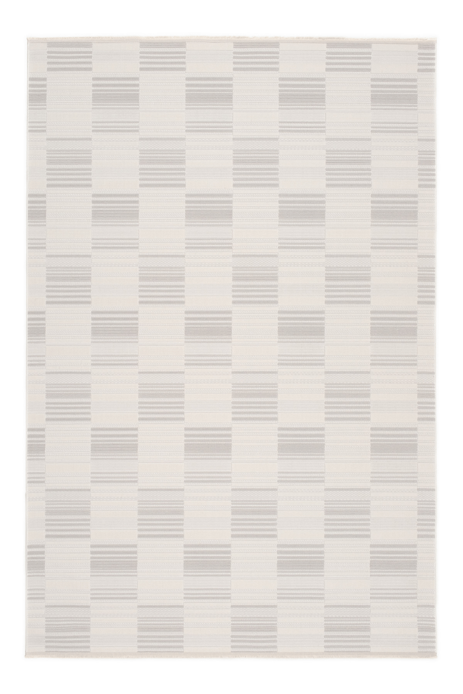 Krem-Gri Loop Geometrik Desenli Modern Halı