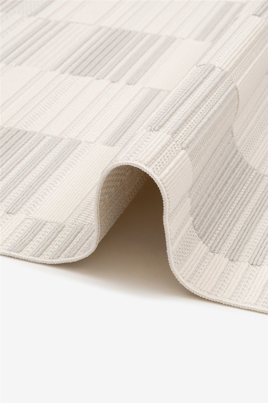 Krem-Gri Loop Geometrik Desenli Modern Halı