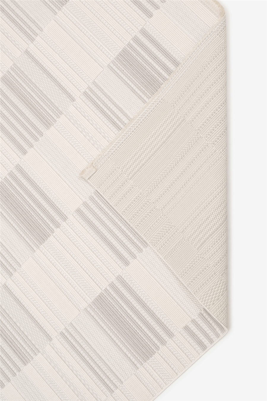 Krem-Gri Loop Geometrik Desenli Modern Halı