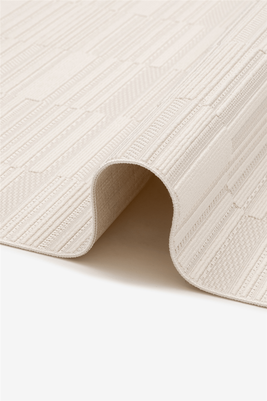 Krem Loop Geometrik Desenli Modern Halı