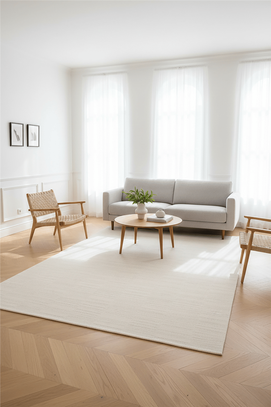 Krem Loop Geometrik Desenli Modern Halı