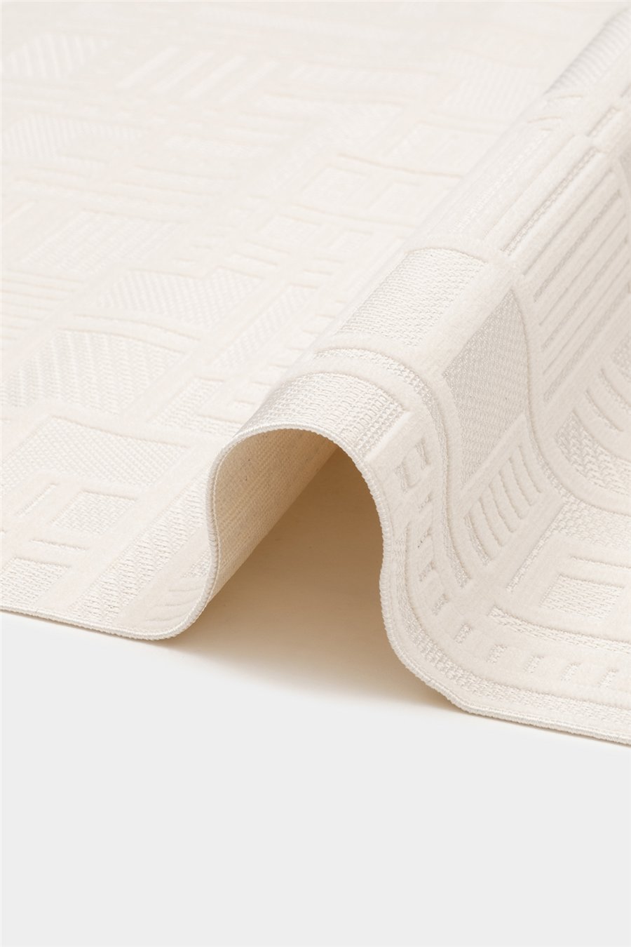 Krem Myra Geometrik Dokuma Desenli Modern Halı