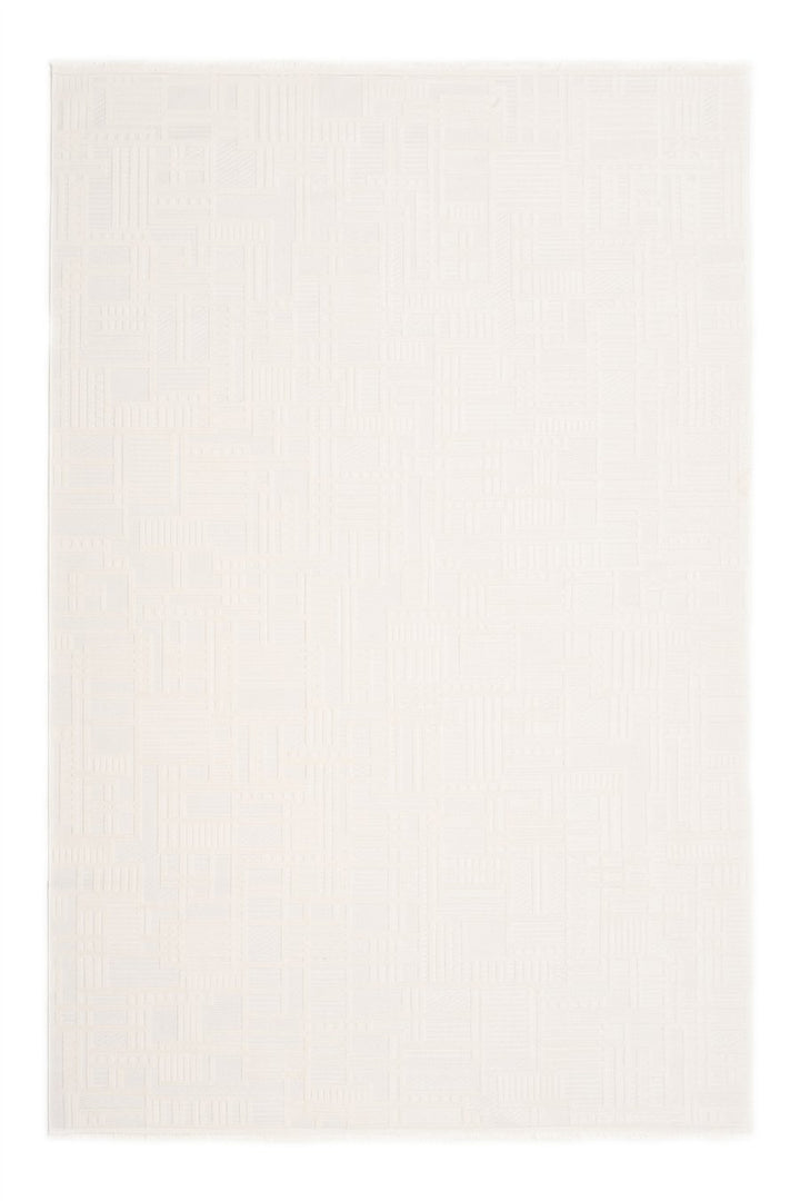 Krem Myra Geometrik Dokuma Desenli Modern Halı