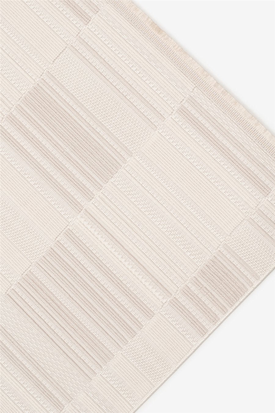 Krem-Vizon Loop Geometrik Desenli Modern Halı